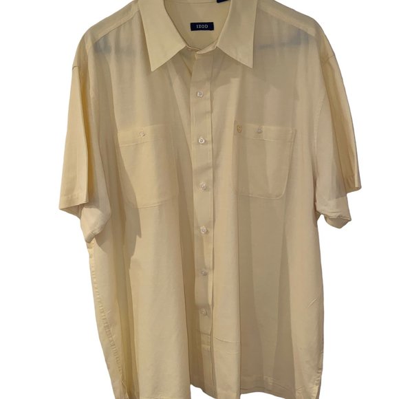 IZOD Yellow Short Sleeve Button Up, Men's Extra Large (XL) - Picture 6 of 9